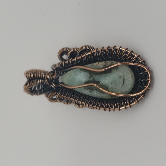 764- Larimar Natural Stone Wire Wrapped Pendant Necklace Handmade NWT - Picture 4 of 7